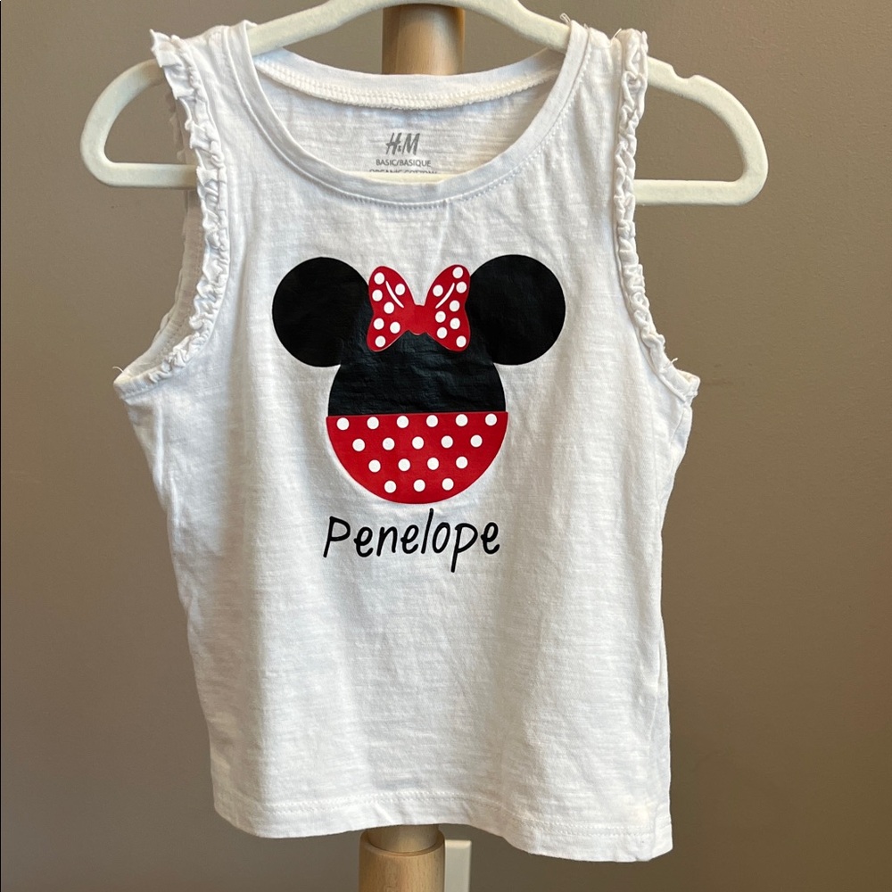 H&M White Tank Top with Minnie Mouse Design PENELOPE 18-24M